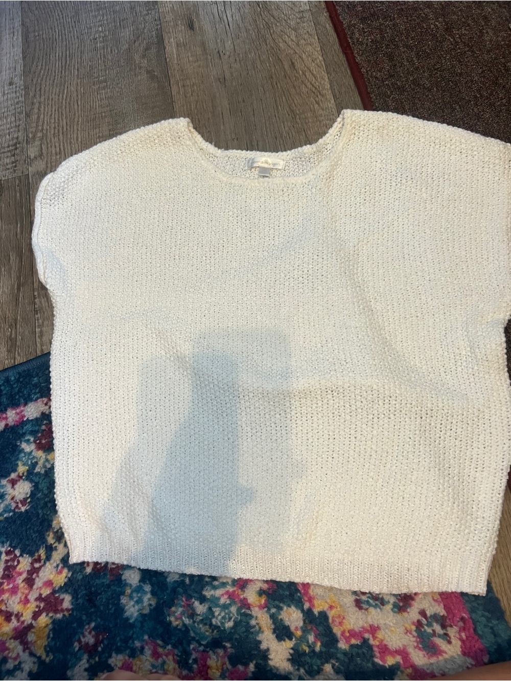 Moon & Madison Cream Short-Sleeve Knit Sweater